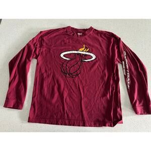 NBA Miami Heat Big Logo Red Long Sleeve Crew Neck w/ Basketball Spelled Out XL